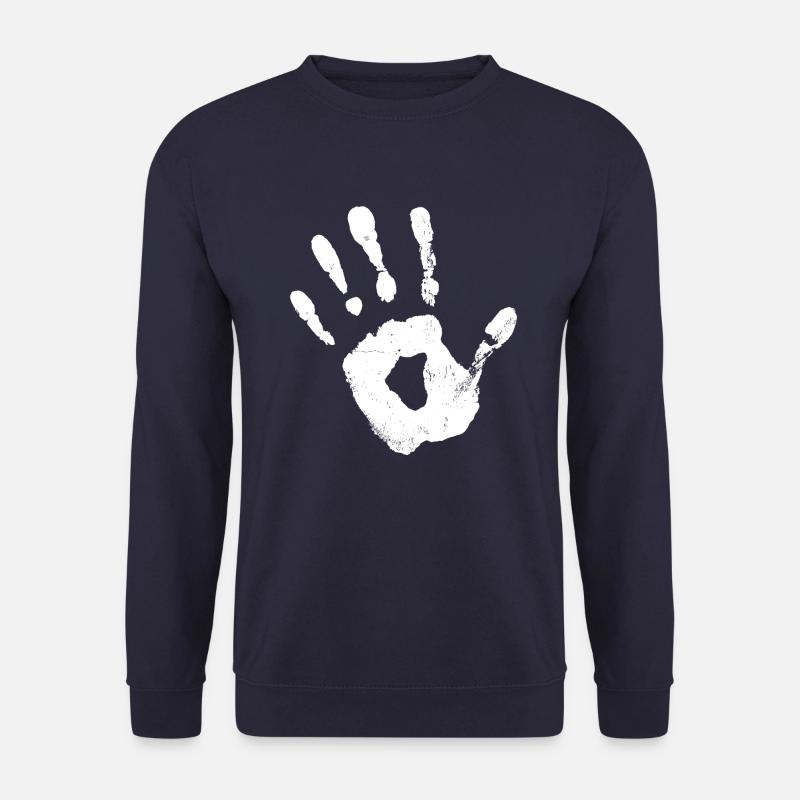 Handabdruck (Weiß) - Unisex Pullover - Navy