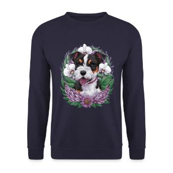 American Staffordshire Terrier with Orchids - Unisex Sweatshirt - navy - Front - Alina (178cm) & Michal (187cm)