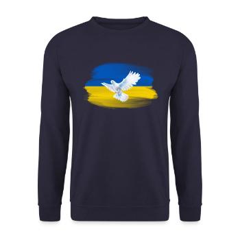 Solidarité et colombe de la paix pour l’Ukraine - Sweat-shirt Unisexe - marine - Devant - Alina (178cm) & Michal (187cm)
