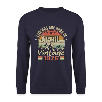 Né En Avril 1976 Vintage - Cadeau Avril 1976 - Sweat-shirt Unisexe - marine - Devant - Alina (178cm) & Michal (187cm)