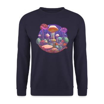 Mushroom Mushrooms Retro - Unisex Sweatshirt - navy - Front - Alina (178cm) & Michal (187cm)