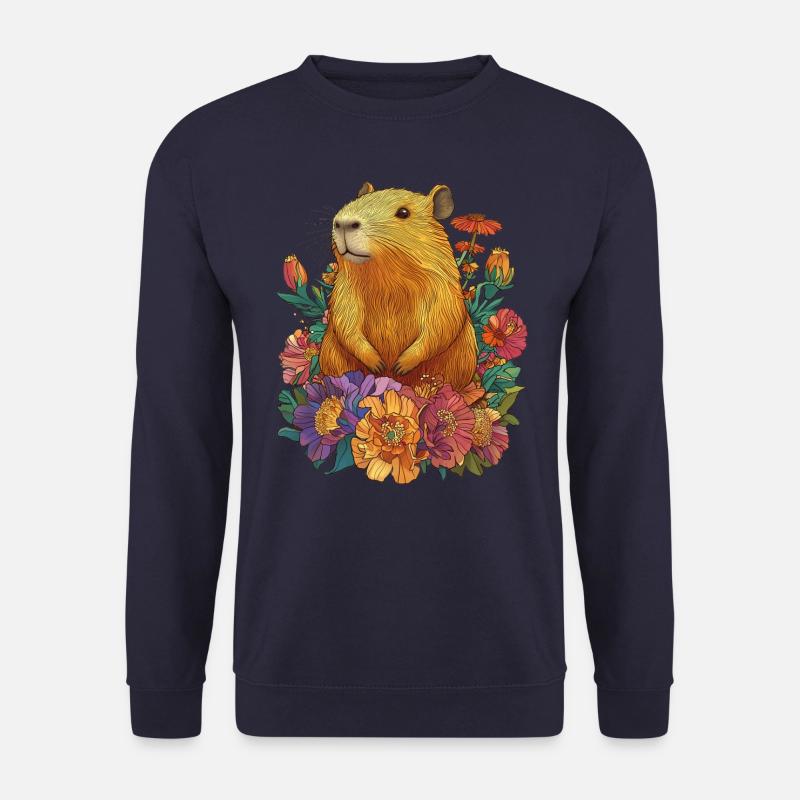 Fleurs de capybara - Sweat-shirt Unisexe - marine