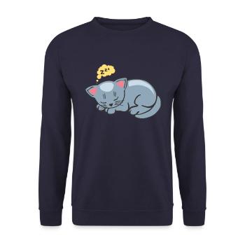 chat dort dormir ronron zzz dessin 2702 - Sweat-shirt Unisexe - marine - Devant - Alina (178cm) & Michal (187cm)