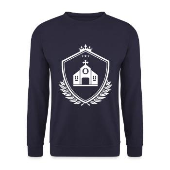 Kirche Wappen - Unisex Pullover - Navy - Vorne - Alina (178cm) & Michal (187cm)