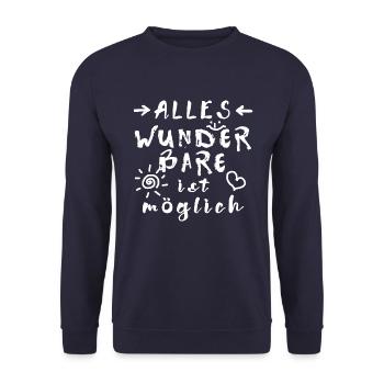 Wunder Glücksbringer Erfolg Spruch Affirmation - Unisex Pullover - Navy - Vorne - Alina (178cm) & Michal (187cm)
