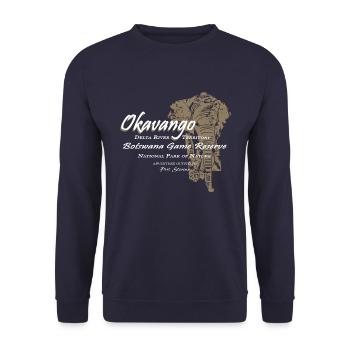 Okavango Elefant - Unisex Sweatshirt - navy - Front - Alina (178cm) & Michal (187cm)