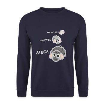 Bisschen Schaf mittel Schaf mega Schaf - Unisex Pullover - Navy - Vorne - Alina (178cm) & Michal (187cm)