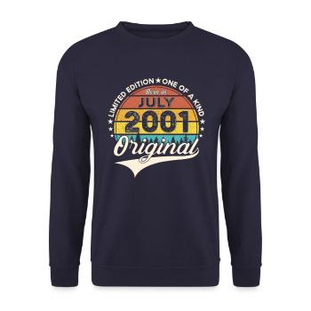 22nd Birthday Man Born In July Vintage 2001 - Unisex Sweatshirt - navy - Front - Alina (178cm) & Michal (187cm)