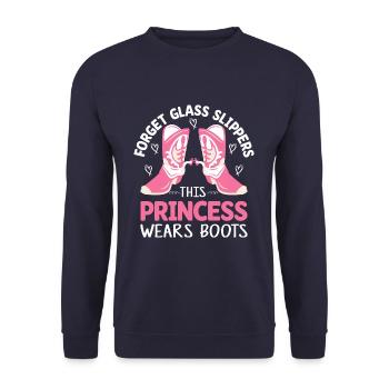 Funny Cowboy Princess Wears Boots Western - Unisex Pullover - Navy - Vorne - Alina (178cm) & Michal (187cm)