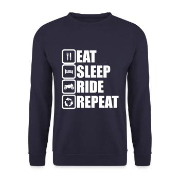 Eat,sleep,ride,repeat motorbike Biker - Unisex Sweatshirt - navy - Front - Alina (178cm) & Michal (187cm)