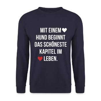 Hundemensch Hundespruch Hundeliebe - Unisex Pullover - Navy - Vorne - Alina (178cm) & Michal (187cm)
