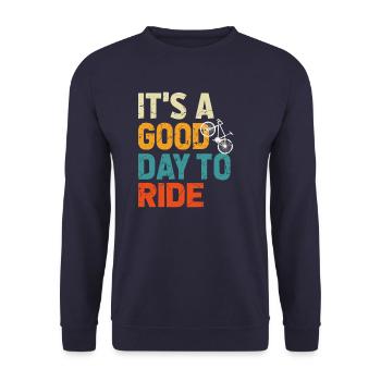 Bicycle Gift, Bike lover, It's A Good Day To Ride - Unisex Sweatshirt - navy - Front - Alina (178cm) & Michal (187cm)