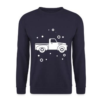 Pick Up - Auto Oldtimer Nostalgisch USA - Unisex Pullover - Navy - Vorne - Alina (178cm) & Michal (187cm)