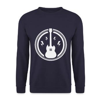Gitarre - Vintage Guitar - Rock - Unisex Sweatshirt - navy - Front - Alina (178cm) & Michal (187cm)