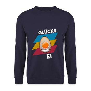 GLÜCKS EI - Unisex Pullover - Navy - Vorne - Alina (178cm) & Michal (187cm)