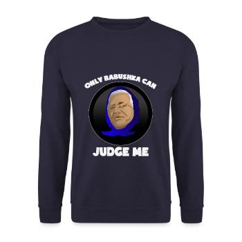 Lustiges Babuschka Design Russland Geschenk Idee - Unisex Pullover - Navy - Vorne - Alina (178cm) & Michal (187cm)