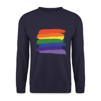 Regenbogen-Pinsel (groß) - Unisex Pullover - Navy - Vorne - Alina (178cm) & Michal (187cm)