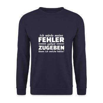 Fehler zugeben Selbstbewusst Angeber Selbstsicher - Unisex Pullover - Navy - Vorne - Alina (178cm) & Michal (187cm)
