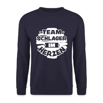Team Schlager im Herzen, Funshirt Fan, Geschenk - Unisex Pullover - Navy - Vorne - Alina (178cm) & Michal (187cm)