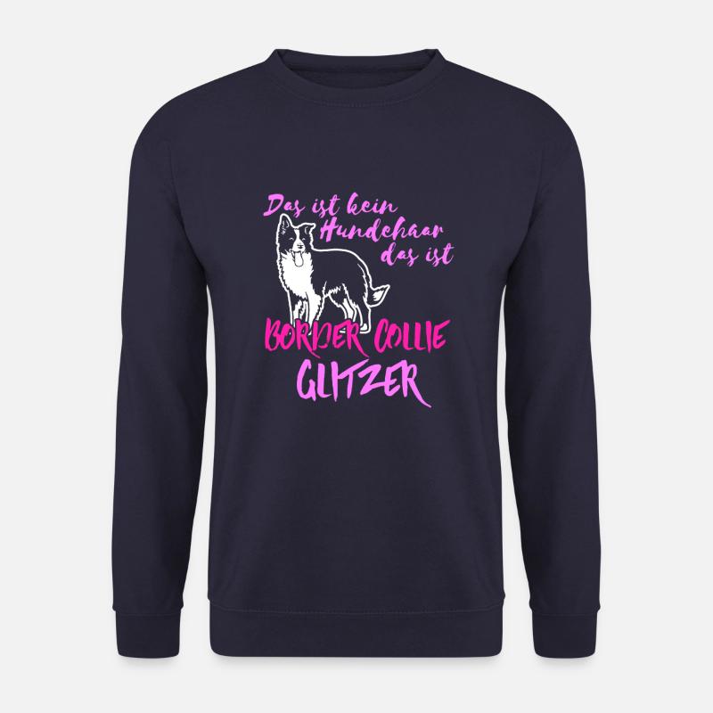 Border Collie Hundehaar Glitzer Funshirt Geschenk - Unisex Pullover - Navy