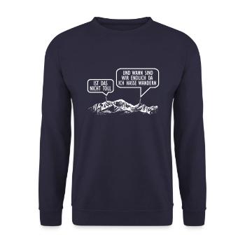 Wander Funshirt Lustiger Spruch Wandern Spaß - Unisex Pullover - Navy - Vorne - Alina (178cm) & Michal (187cm)