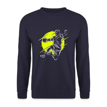 Handball Handballer Fanshirt EM WM Geschenk Fun - Unisex Pullover - Navy - Vorne - Alina (178cm) & Michal (187cm)