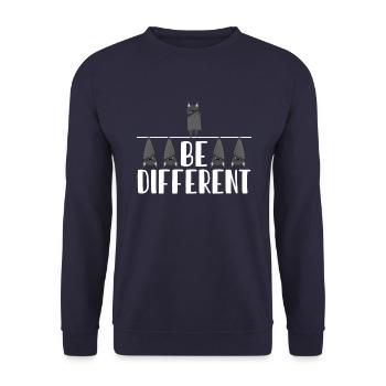 Be Different Fledermaus Spruch Bat Liebhaber Fun - Unisex Pullover - Navy - Vorne - Alina (178cm) & Michal (187cm)