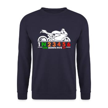 1N23456 motorcycle speed adrenaline tempo saying fun - Unisex Sweatshirt - navy - Front - Alina (178cm) & Michal (187cm)