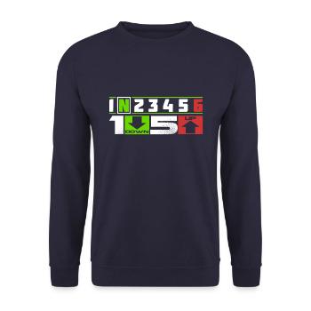 1N23456 motorcycle speed adrenaline tempo saying fun - Unisex Sweatshirt - navy - Front - Alina (178cm) & Michal (187cm)