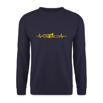 Posaune, Posaunist, Musiker, Blasmusik, Orchester - Unisex Pullover - Navy - Vorne - Alina (178cm) & Michal (187cm)