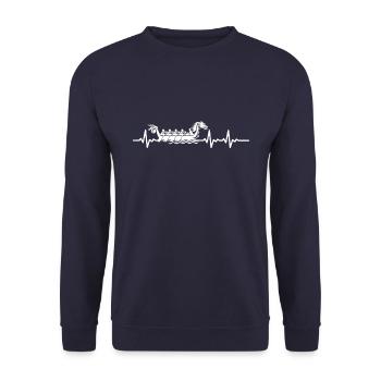 Drachenboot, Mythologie, Sprüche, Paddeln, Drachen - Unisex Pullover - Navy - Vorne - Alina (178cm) & Michal (187cm)