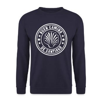 Buen Camino de Santiago de Compostela Jakobsweg - Sweat-shirt Unisexe - marine - Devant - Alina (178cm) & Michal (187cm)