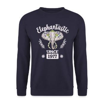 elephantastic since 1977 - Unisex Sweatshirt - navy - Front - Alina (178cm) & Michal (187cm)