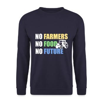No Farmers No Food No Future - Bauern Spruch - Unisex Pullover - Navy - Vorne - Alina (178cm) & Michal (187cm)