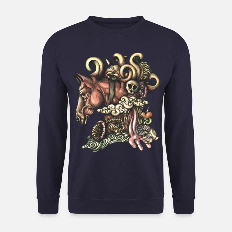 Pferdegekritzel flach - Unisex Pullover - Navy