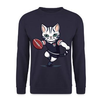 Cat - Unisex Sweatshirt - navy - Front - Alina (178cm) & Michal (187cm)