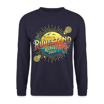 Ruhestand 2023 Rente 2023 Rentnerin Rentner 2023 - Unisex Pullover - Navy - Vorne - Alina (178cm) & Michal (187cm)