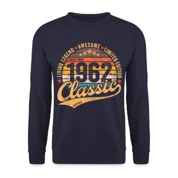 1962 Anniversaire Vintage Retro né en 1962 - Sweat-shirt Unisexe - marine - Devant - Alina (178cm) & Michal (187cm)