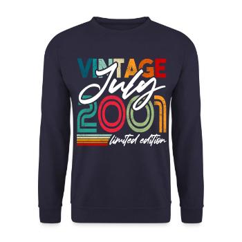 Millésime né juillet 2001 Anniversaire juillet 2001 - Sweat-shirt Unisexe - marine - Devant - Alina (178cm) & Michal (187cm)