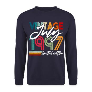 Vintage born July 1997 Birthday July 1997 - Unisex Sweatshirt - navy - Front - Alina (178cm) & Michal (187cm)