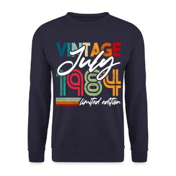 Millésime né juillet 1984 Anniversaire juillet 1984 - Sweat-shirt Unisexe - marine - Devant - Alina (178cm) & Michal (187cm)
