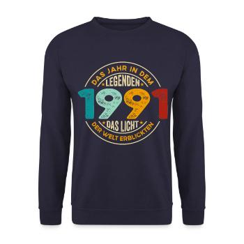 Geburtstag Legenden 1991 Jahrgang 1991 Geschenk - Unisex Pullover - Navy - Vorne - Alina (178cm) & Michal (187cm)