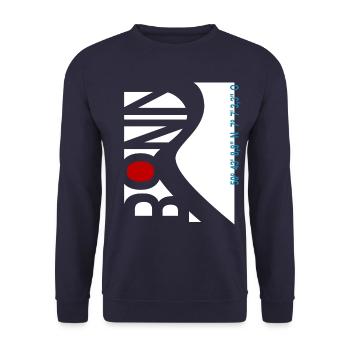 BONN - Koordinaten Längengrad Breitengrad - Unisex Pullover - Navy - Vorne - Alina (178cm) & Michal (187cm)