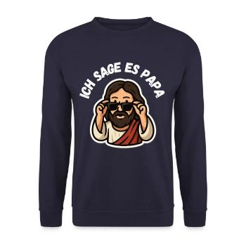 Lustiges Jesus Christus Konfirmation Christentum - Unisex Pullover - Navy - Vorne - Alina (178cm) & Michal (187cm)