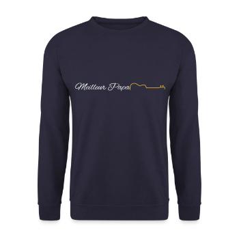 Meilleur papa guitariste - couleurs modifiables - Sweat-shirt Unisexe - marine - Devant - Alina (178cm) & Michal (187cm)