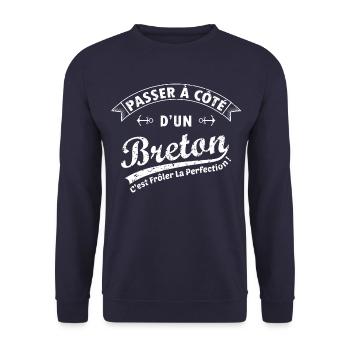 Breton - Sweat-shirt Unisexe - marine - Devant - Alina (178cm) & Michal (187cm)