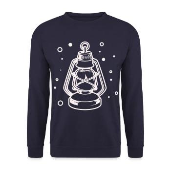 Night Lamp - Storm Lantern Mine Lamp - Unisex Sweatshirt - navy - Front - Alina (178cm) & Michal (187cm)