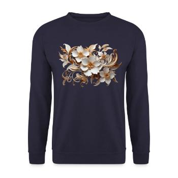 Artwork Elegante Arabesque, Fleurs - Sweat-shirt Unisexe - marine - Devant - Alina (178cm) & Michal (187cm)