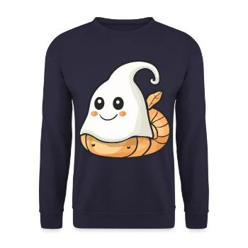 Schnecke Halloween Comic Geist - Unisex Pullover - Navy - Vorne - Alina (178cm) & Michal (187cm)