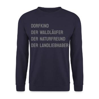 DORFKIND - WALDLÄUFER NATURFREUND LANDLIEBHABER - Unisex Pullover - Navy - Vorne - Alina (178cm) & Michal (187cm)